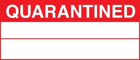 Quarantined - Quality Control Labels (Roll of 100) | 50mm x 20mm | Self Adhesive