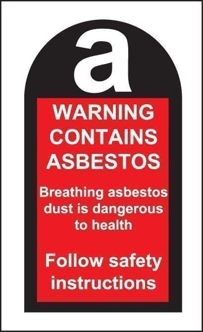 Warning Contains Asbestos - Roll of 100 Labels | 27mm x 50mm | Self Adhesive Vinyl