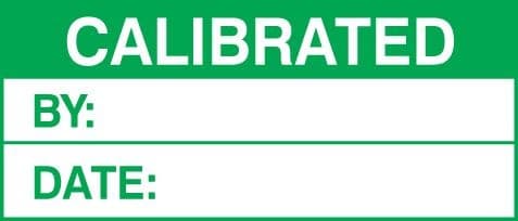 Calibrated - Quality Control Labels (Green/White) - Roll of 100 | 50mm x 20mm | Self Adhesive