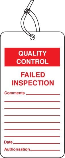 Quality Control - Failed Inspection Tags (Pack of 10) | 80mm x 150mm | Matt PVC