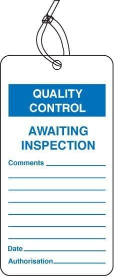 Quality Control - Awaiting Inspection Tags (Pack of 10) | 80mm x 150mm | Matt PVC