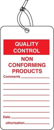 Quality Control - Non-Conforming Product Tags (Pack of 10) | 80mm x 150mm | Matt PVC
