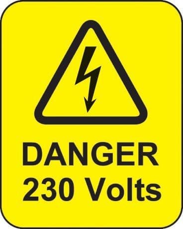 Danger 230 Volts Labels