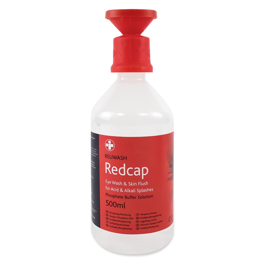 Reliwash Redcap Buffered Phosphate Solution 500ml with Eye Bath