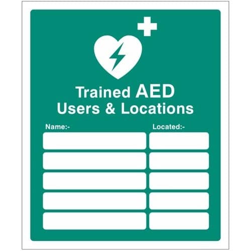 Trained AED Users & Locations Safety Signs