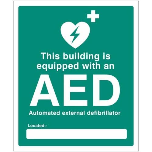 This Building is Equipped with an AED Located Safety Signs