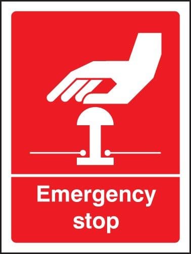 Emergency Stop Safety Signs - Red