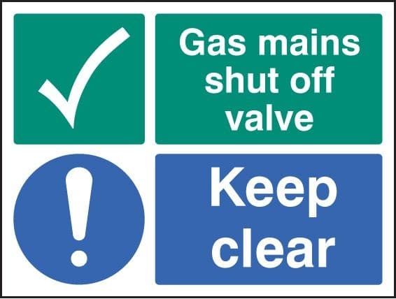 Gas Mains Shut Off Valve - Keep Clear Safety Signs