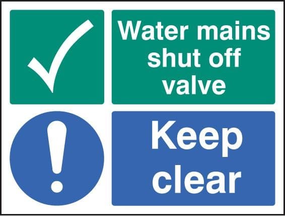 Water Mains Shut Off Valve - Keep Clear Safety Signs