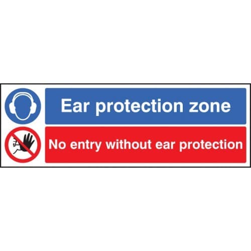Ear Protection Zone - No Entry Without Ear Protection Safety Signs