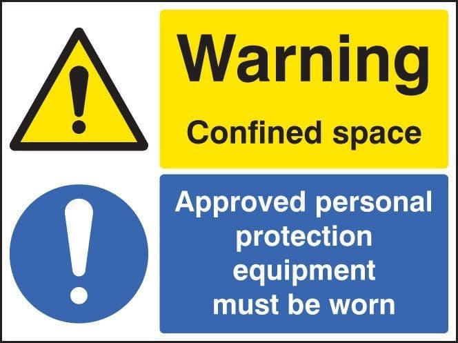 Warning Confined Space - Approved PPE Must Be Worn Signs