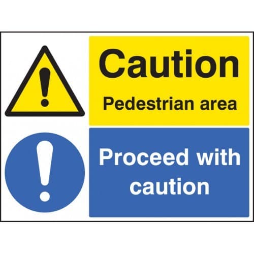 Caution Pedestrian Area - Proceed with Caution Signs