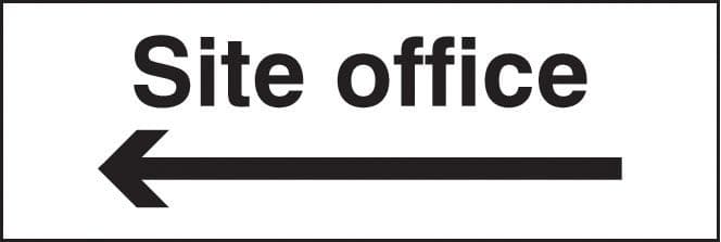 Site Office with Arrow Left Signs
