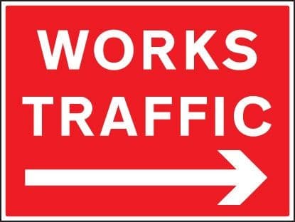 Works Traffic Signs with Arrow Right | 600mm x 450mm | Rigid Plastic
