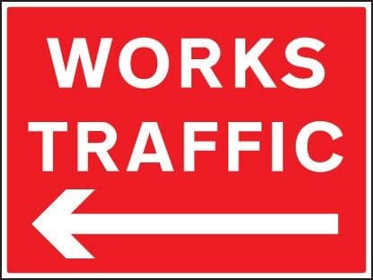 Works Traffic Signs with Arrow Left | 600mm x 450mm | Rigid Plastic