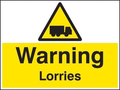 Warning Lorries Safety Signs | 600mm x 450mm | Rigid Plastic