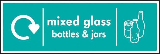 WRAP Recycling Signs - Mixed Glass Bottles & Jars
