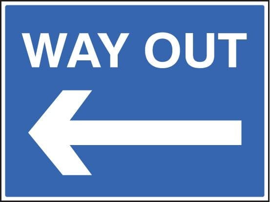 Way Out Arrow Left Signs | 600mm x 450mm | Rigid Plastic