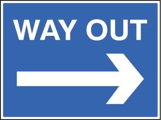 Way Out Arrow Right Signs | 600mm x 450mm | Rigid Plastic