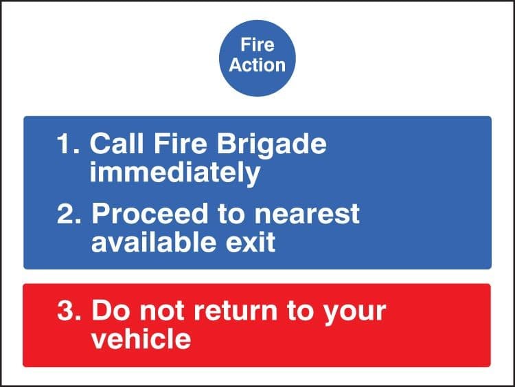 Fire Action Notice for Car Parks