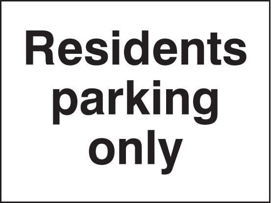 Residents Parking Only Sign | 400mm x 300mm | Rigid Plastic