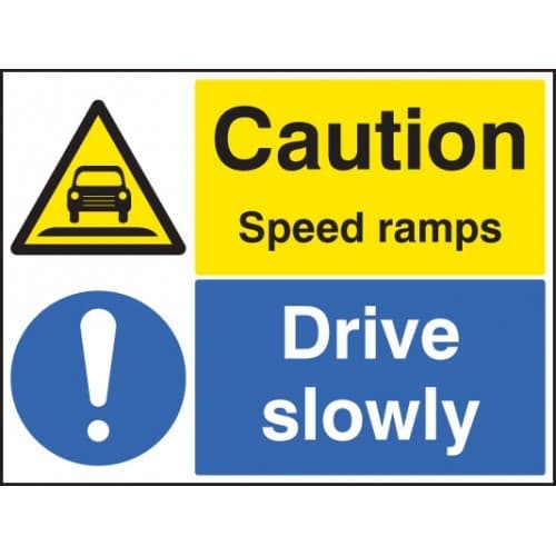 Caution Speed Ramps - Drive Slowly Signs