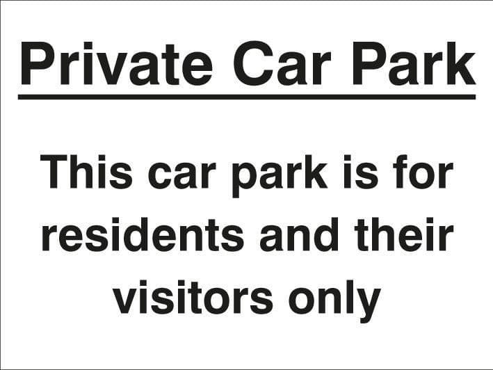 Private Car Park - Residents/Visitors Only Signs | 400mm x 300mm | Rigid Plastic