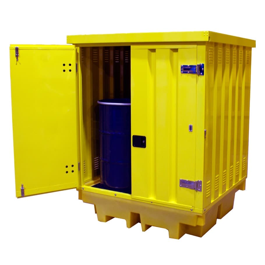 Romold | BP4HCS | Steel Covered 4 Drum Spill Pallet with Lockable Doors