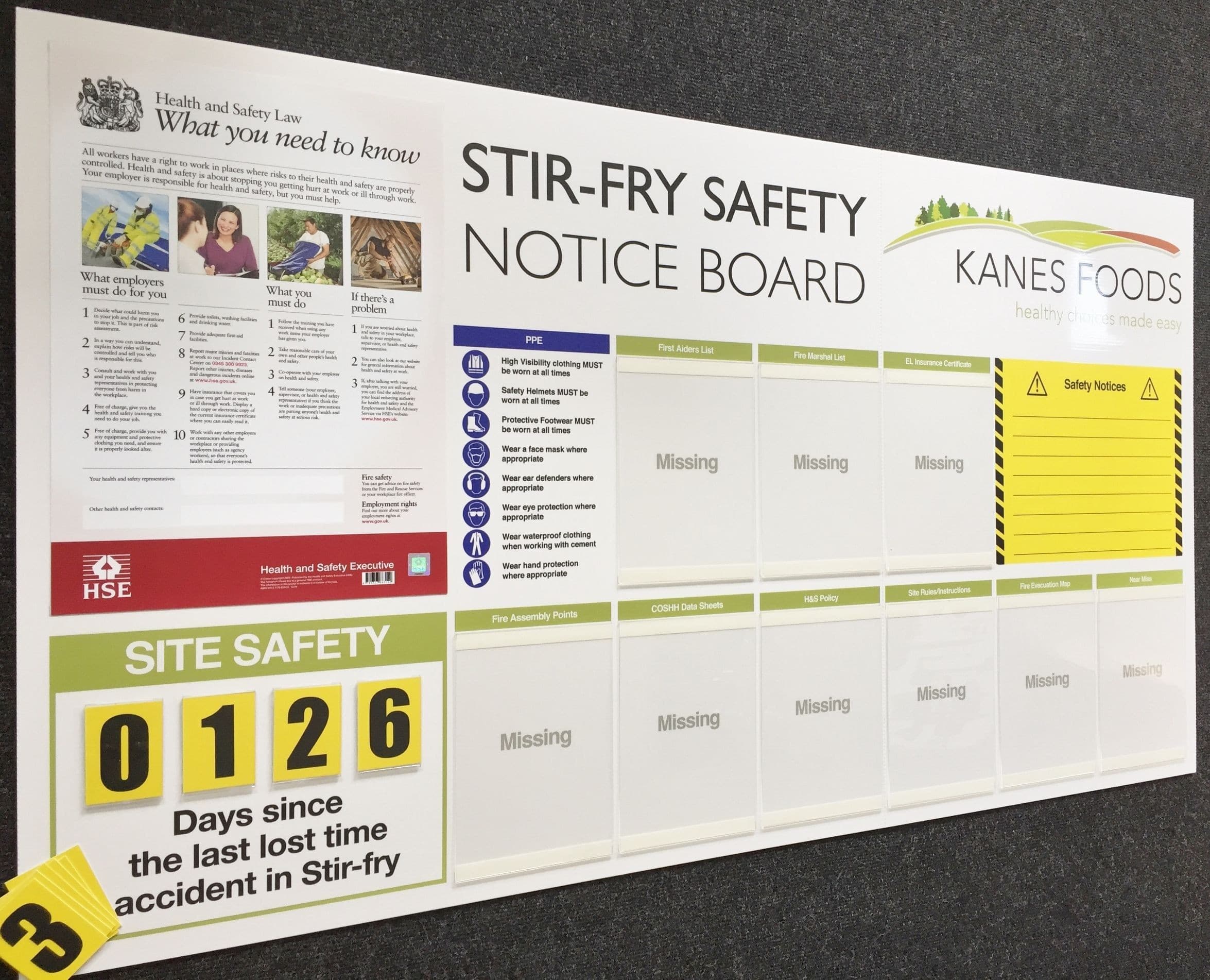 Department Specific Last Lost Time Accident Information Board