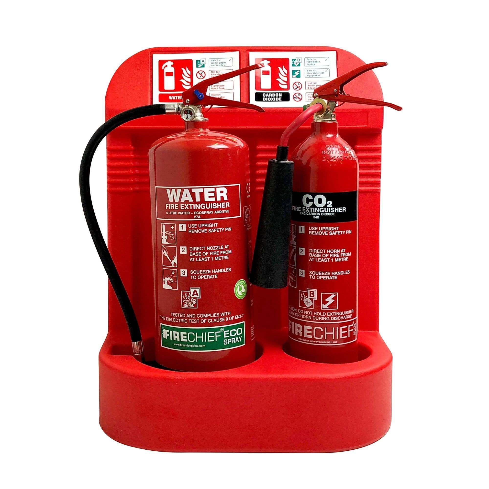 Water & CO2 Fire Extinguishers, Stand & Signs Bundle Deal 2