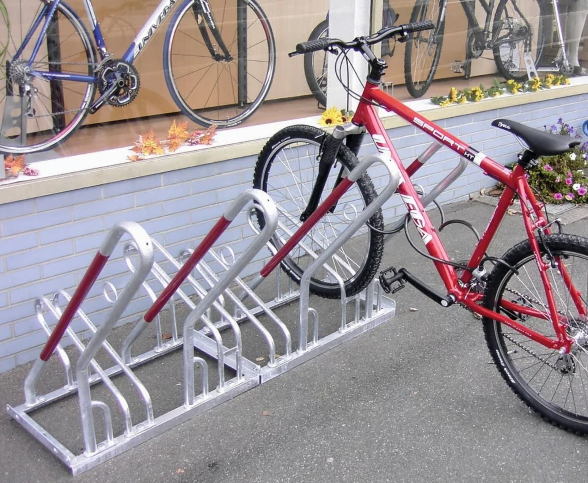 Hybrid Bike Stand with Additional Support Hoops for 2 to 6 Bicycles