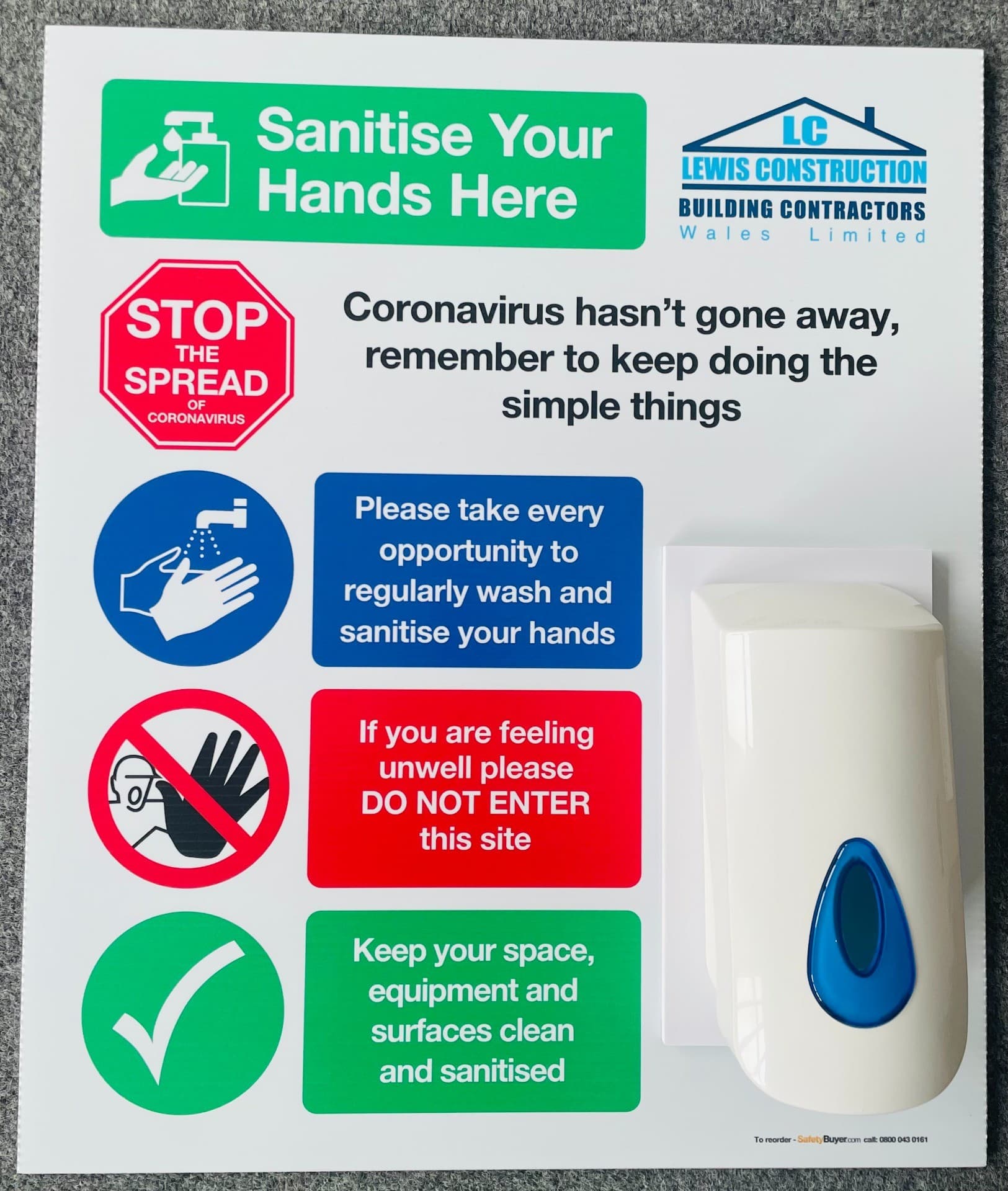 Medium Portrait | Add your logo | Hand Sanitising Station, with 1L bulk fill liquid dispenser | 635mm (H) x 530mm (W)