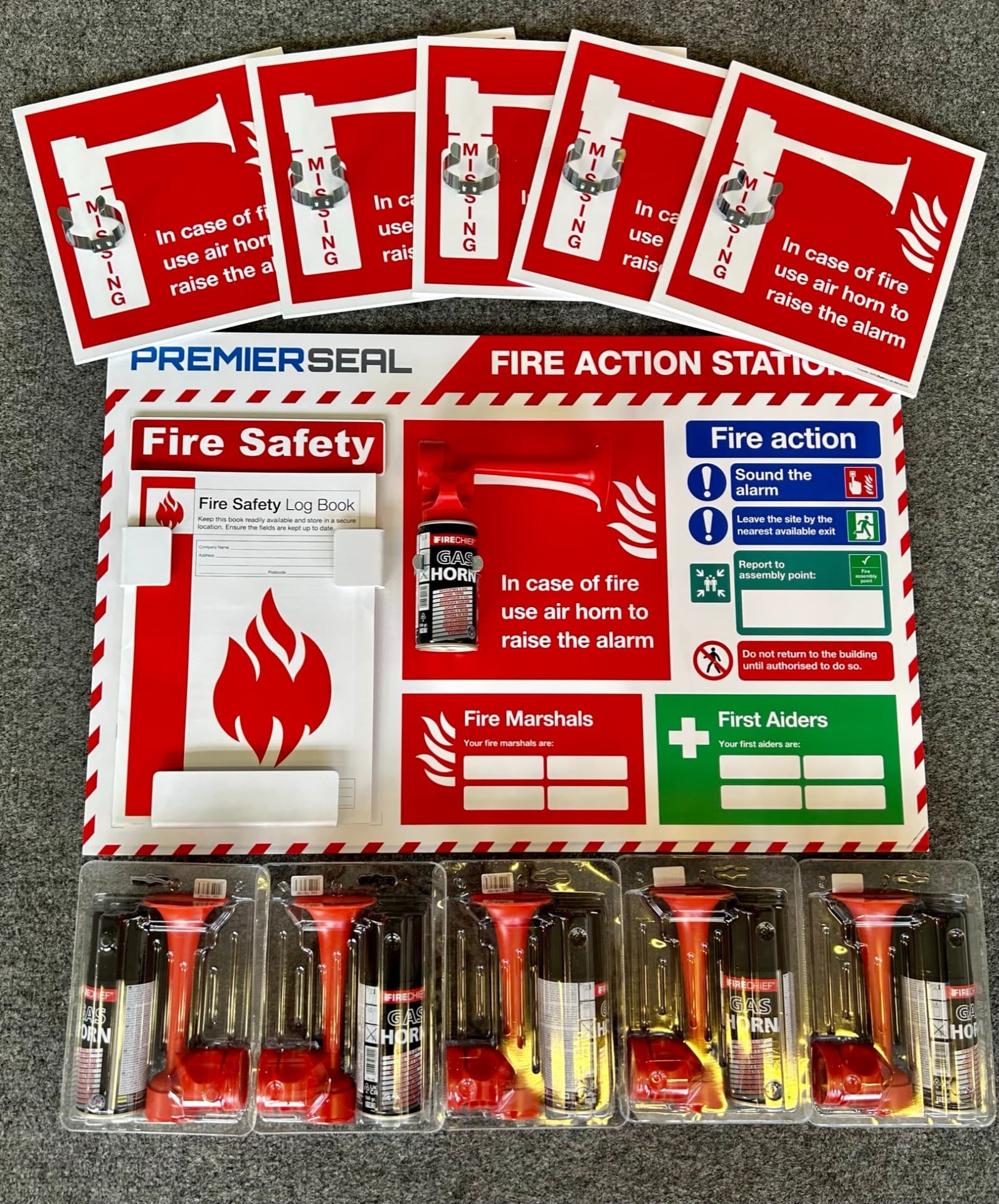 Fire Action Station with Gas Horns Multi-pack