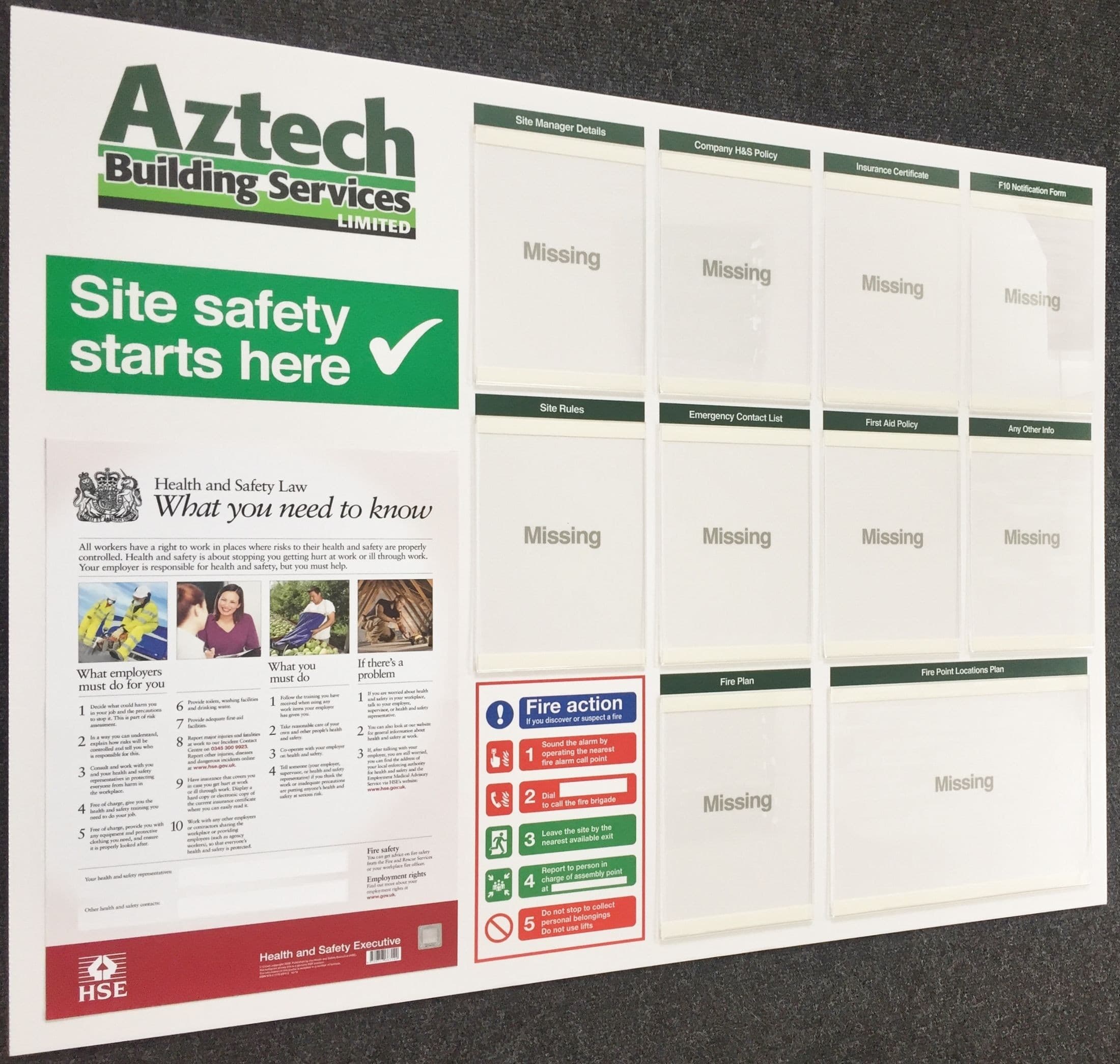 Construction site safety board