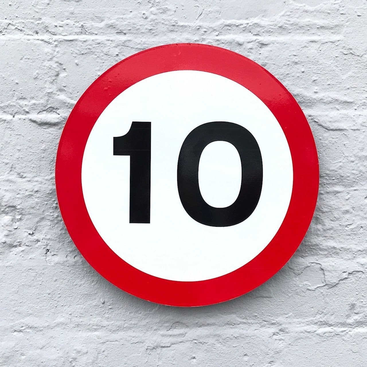 Wall Fixed - 10mph Speed Ramp Sign 300mm Diameter in 3mm Dibond
