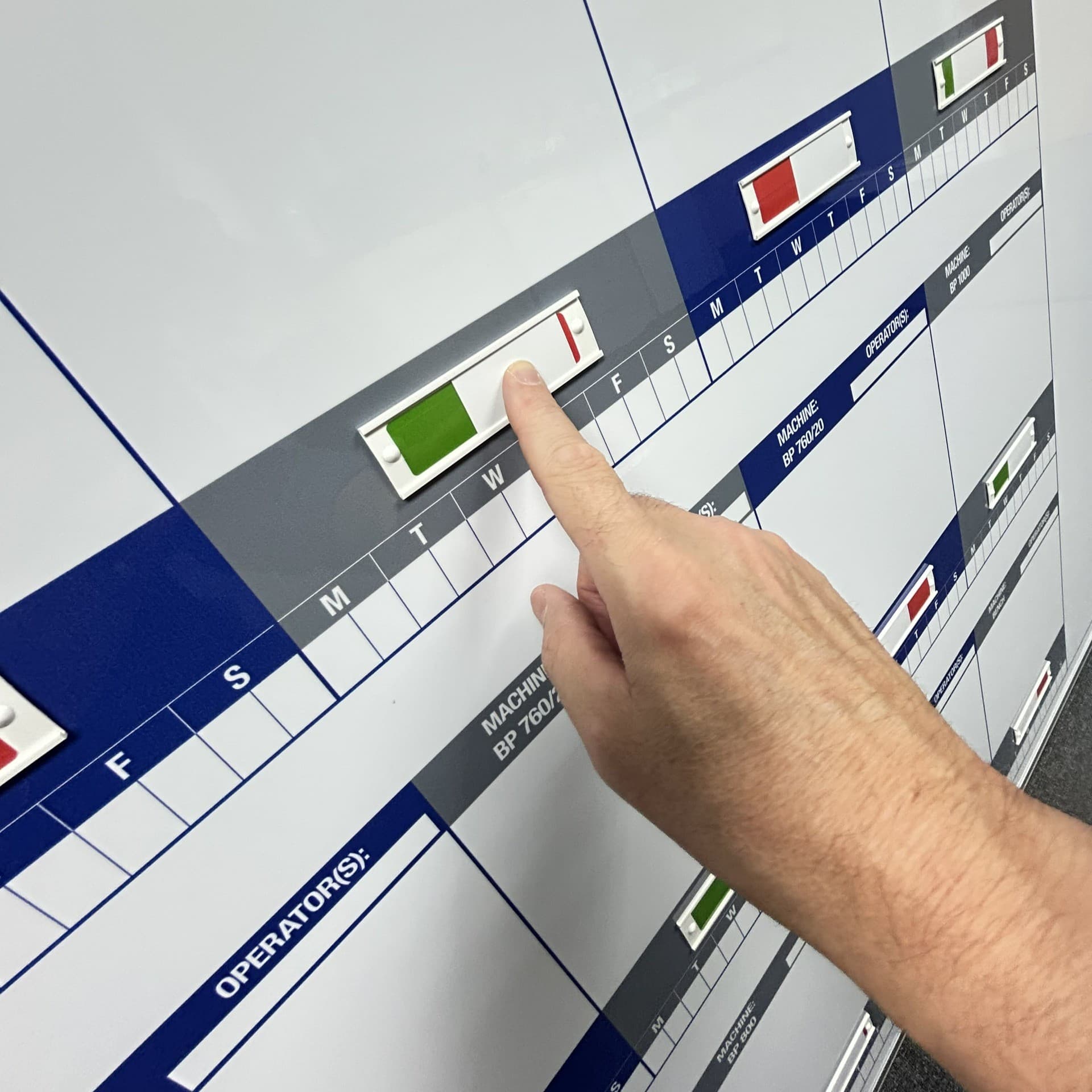 Production Machinery Schedule Magnetic Dry Wipe Board with Slider Signs