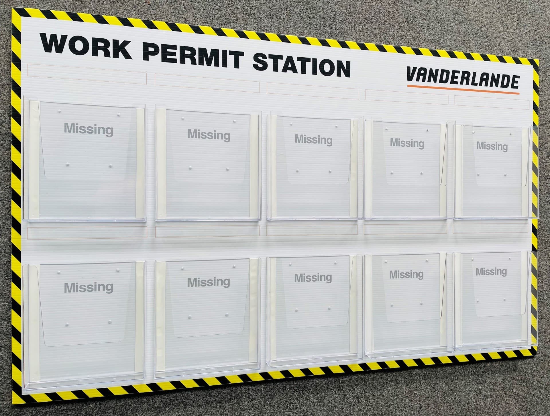 Branded Work Permit Station with 10 Document Holders
