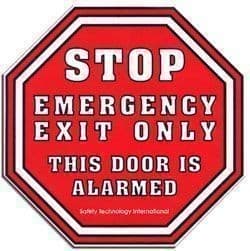 STOP This Door is Alarmed, Emergency Exit Only Sign