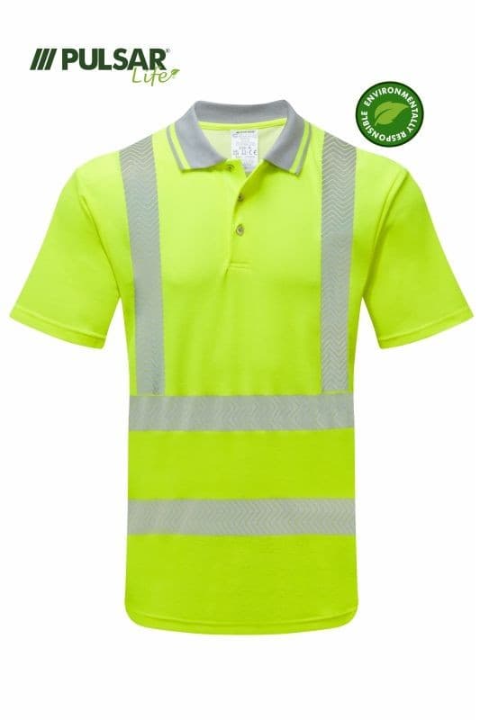 PULSAR® LIFE LFE923-NB | GRS High Visibility Short Sleeve Polo Shirts - Yellow
