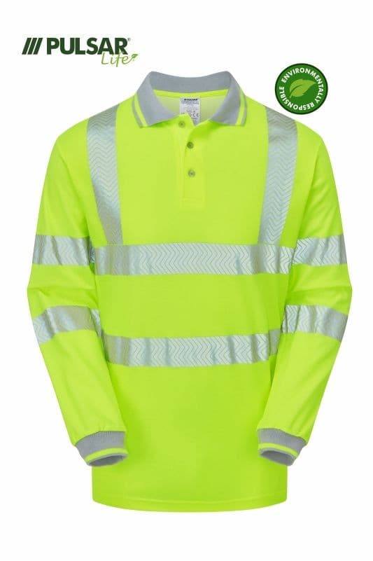 PULSAR® LIFE LFE925-NB | GRS High Visibility Long Sleeved Polo Shirt - Yellow
