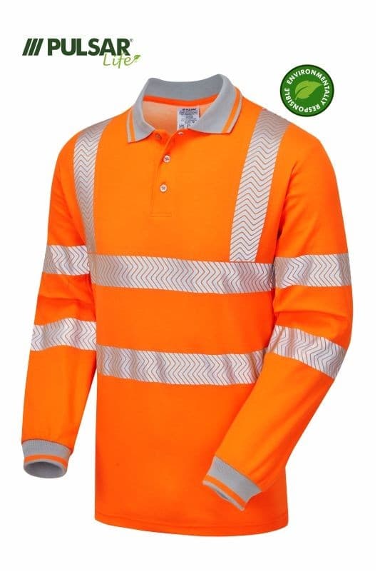 PULSAR® LIFE LFE926-NB | GRS Rail Spec Long Sleeved Polo Shirt - Orange
