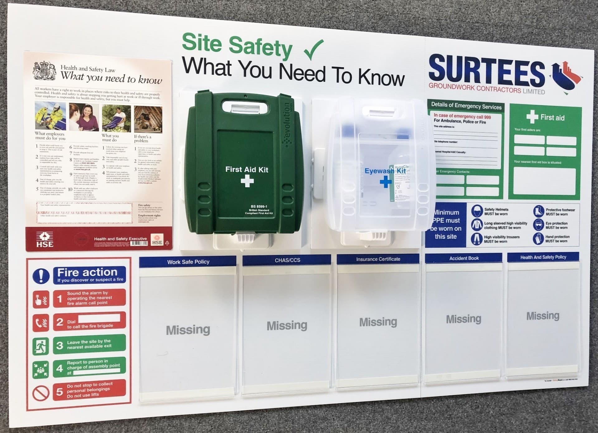Compact H&S Info Boards with First Aid Options