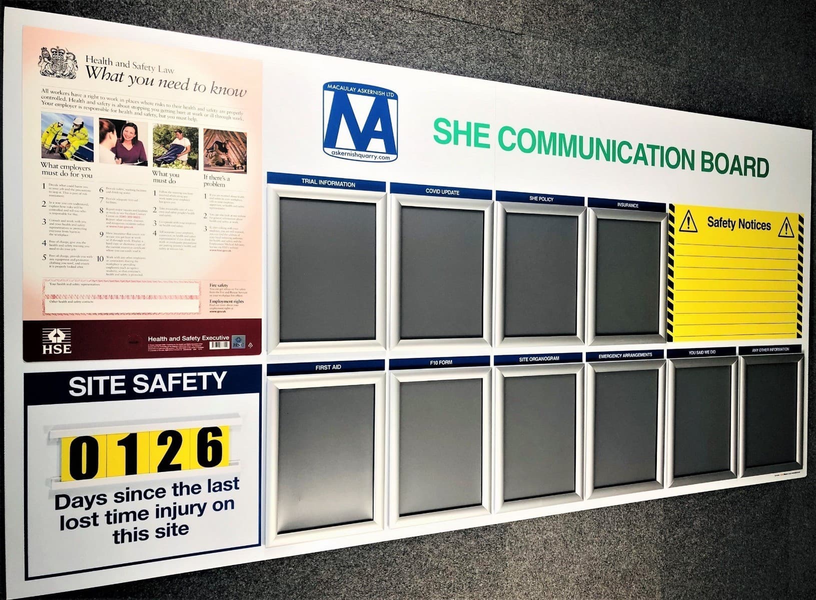 Outdoor Last Lost Time Accident Site Safety Board