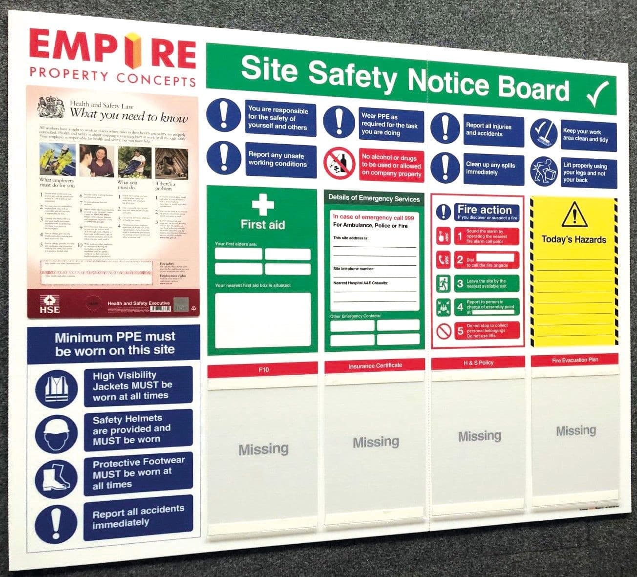Extra-Compact Site Safety Notice Board