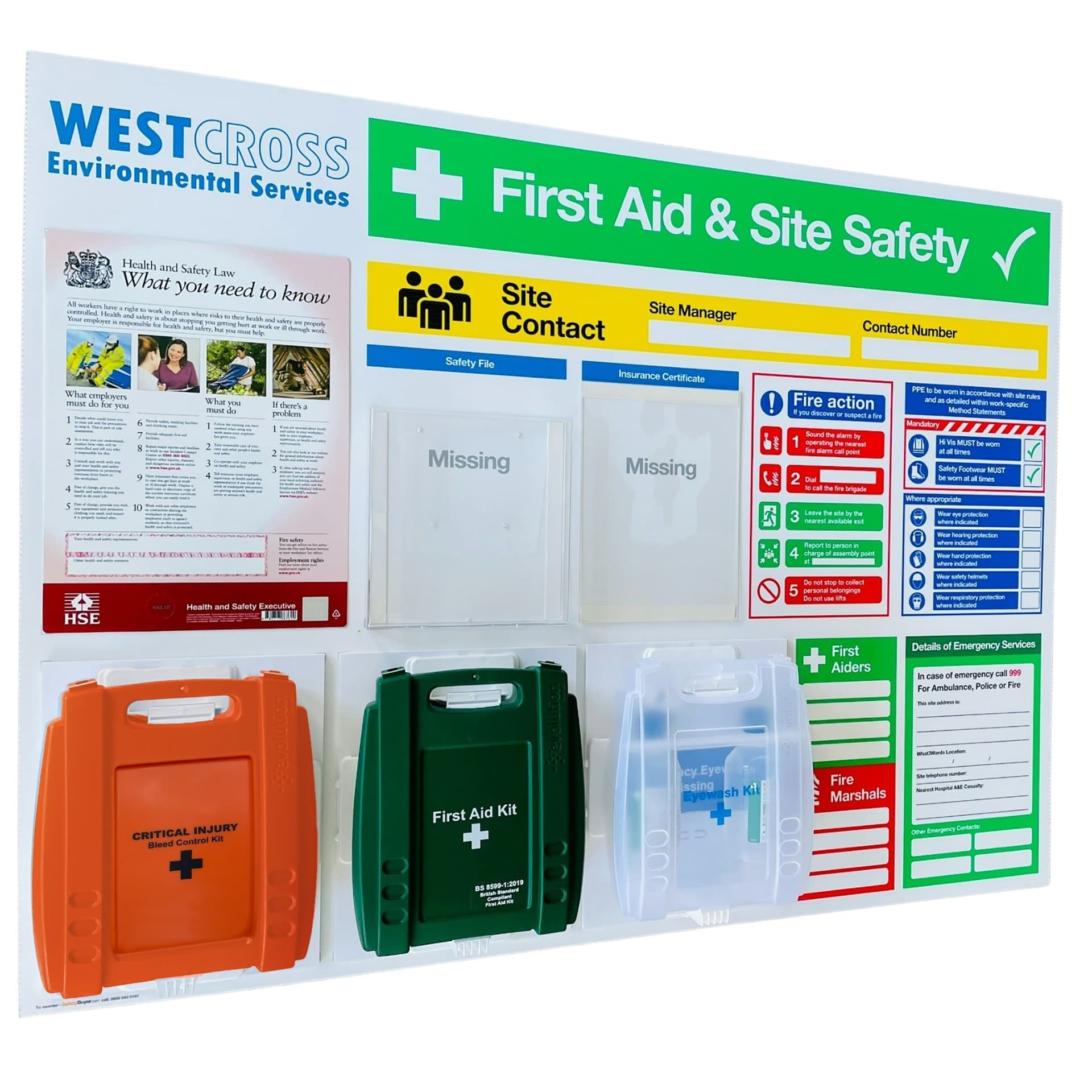 Site Safety Information Board with Catastrophic Bleed Kit