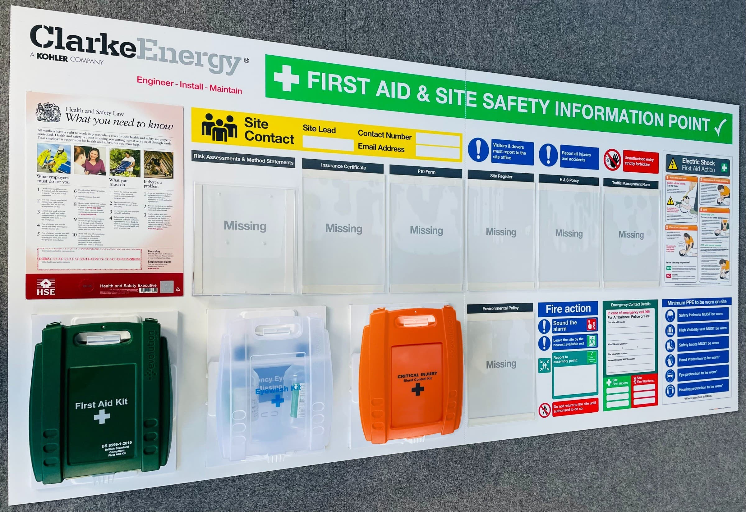 Ultimate CDM Site Safety Information Board with Catastrophic Bleed Kit