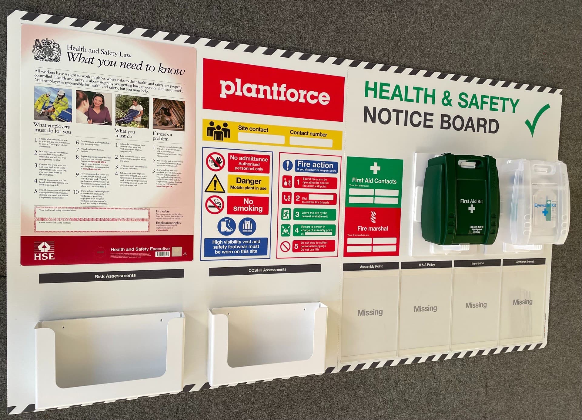 Health & Safety Information Board with Ring Binder Holders