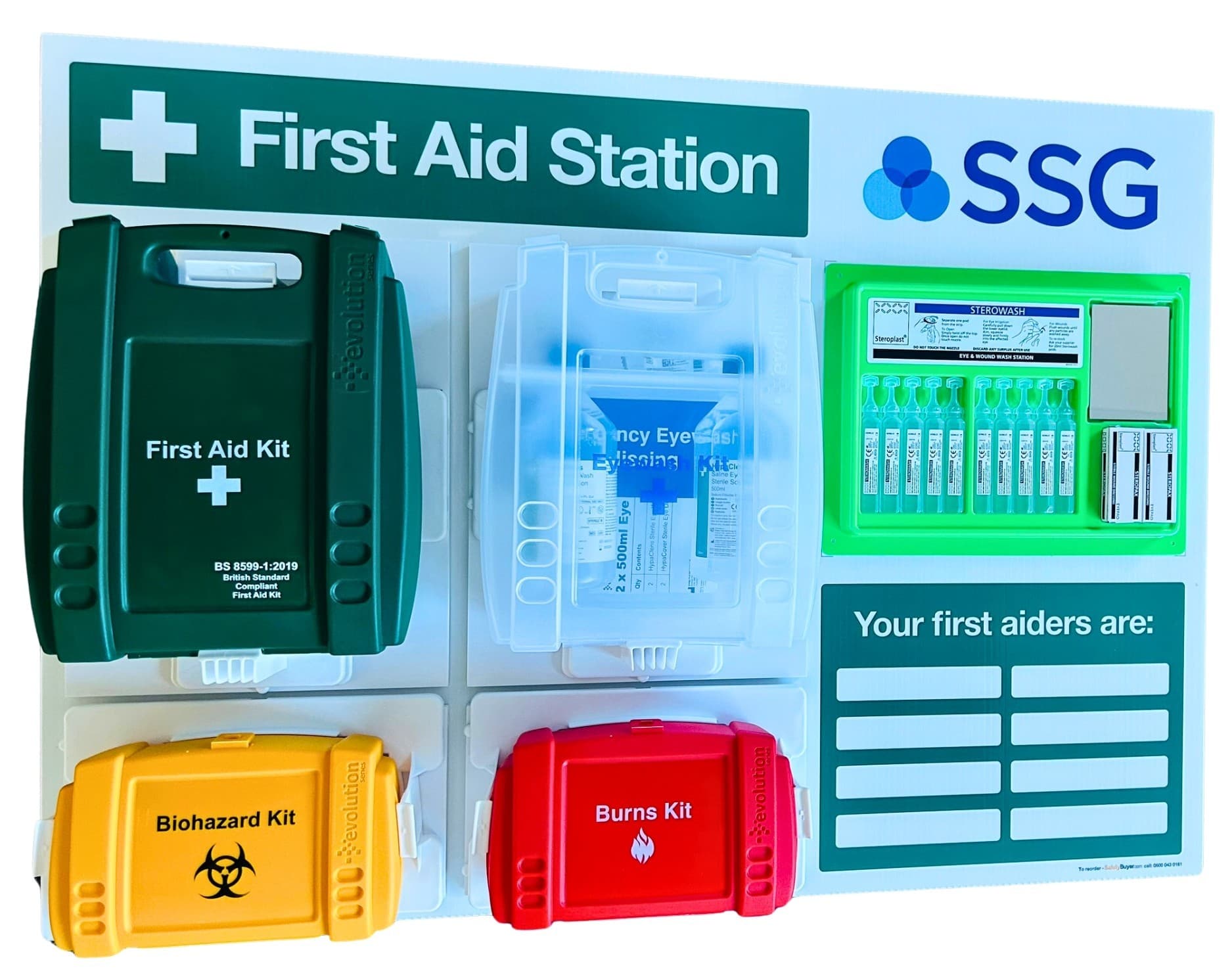 Branded First Aid Point with Mini Eyewash Pod Station