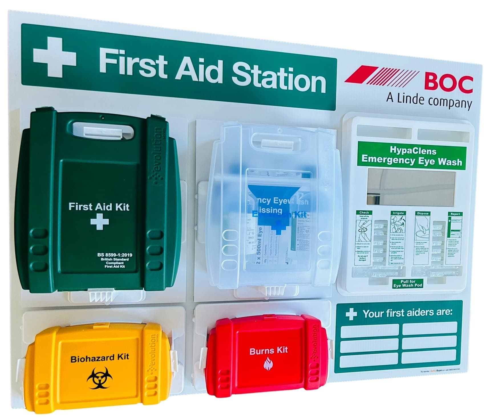 Branded First Aid Station with HypaClens Eyewash Dispenser