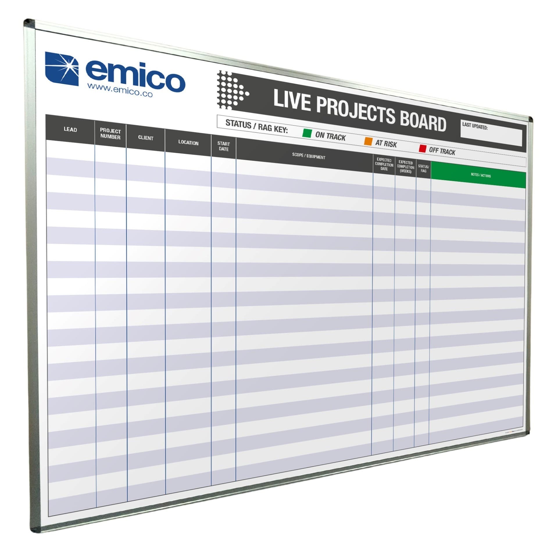Live Projects Magnetic Dry Wipe Board with RAG Rating
